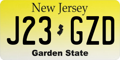 NJ license plate J23GZD