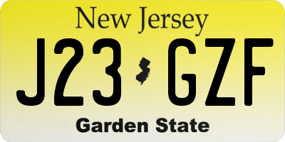 NJ license plate J23GZF