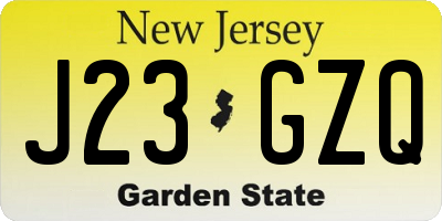 NJ license plate J23GZQ