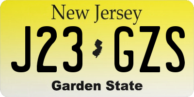 NJ license plate J23GZS