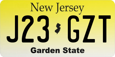 NJ license plate J23GZT