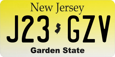 NJ license plate J23GZV