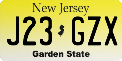 NJ license plate J23GZX
