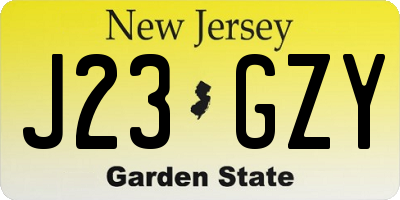 NJ license plate J23GZY