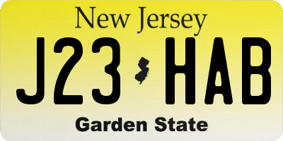 NJ license plate J23HAB