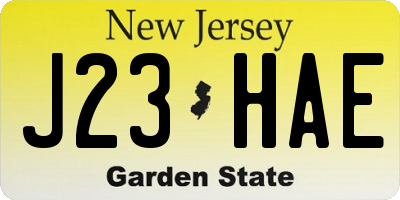 NJ license plate J23HAE