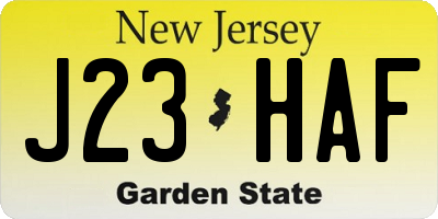 NJ license plate J23HAF