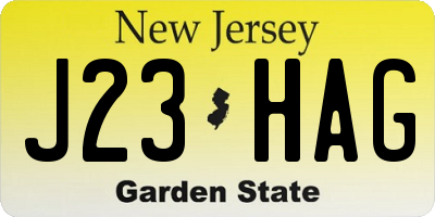 NJ license plate J23HAG