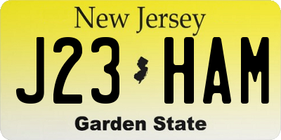 NJ license plate J23HAM