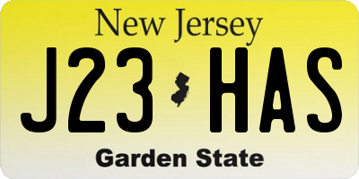 NJ license plate J23HAS