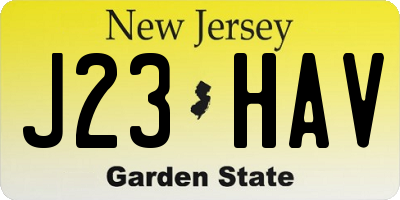 NJ license plate J23HAV