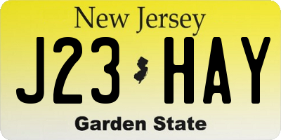 NJ license plate J23HAY