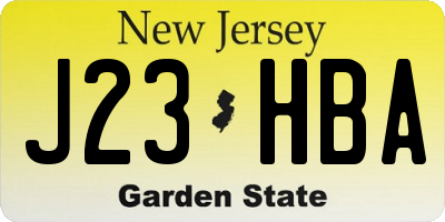 NJ license plate J23HBA