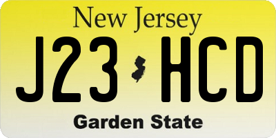 NJ license plate J23HCD