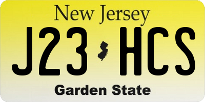 NJ license plate J23HCS
