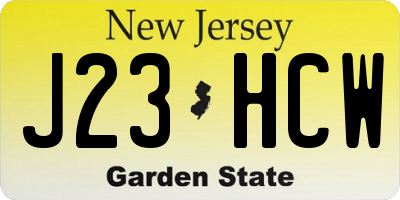 NJ license plate J23HCW