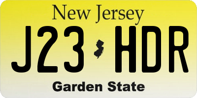 NJ license plate J23HDR