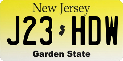 NJ license plate J23HDW