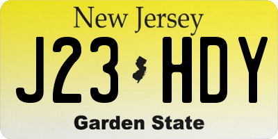 NJ license plate J23HDY