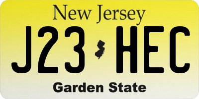NJ license plate J23HEC