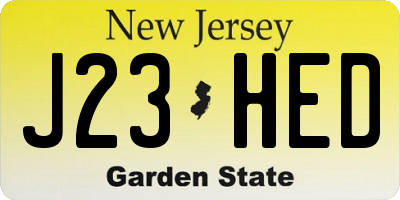 NJ license plate J23HED
