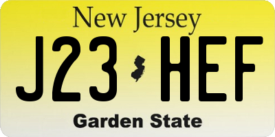 NJ license plate J23HEF