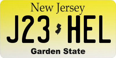 NJ license plate J23HEL