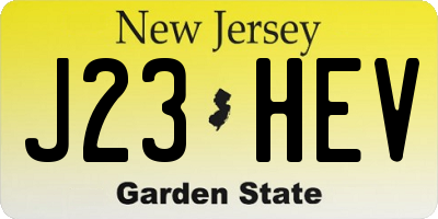 NJ license plate J23HEV
