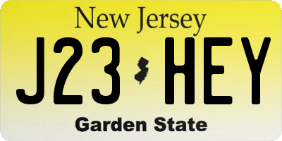 NJ license plate J23HEY