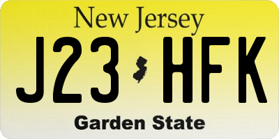 NJ license plate J23HFK