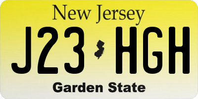 NJ license plate J23HGH