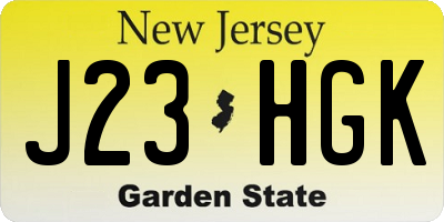 NJ license plate J23HGK