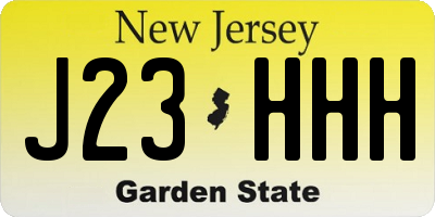 NJ license plate J23HHH
