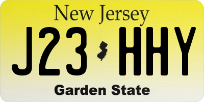 NJ license plate J23HHY