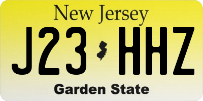 NJ license plate J23HHZ