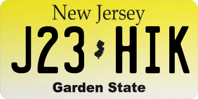NJ license plate J23HIK