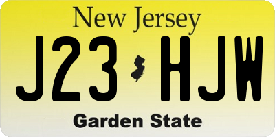 NJ license plate J23HJW