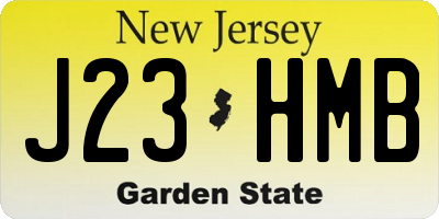 NJ license plate J23HMB