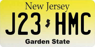 NJ license plate J23HMC
