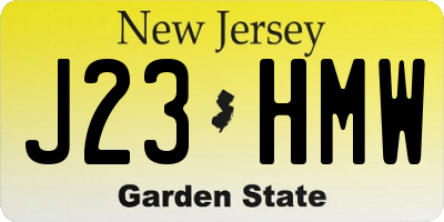 NJ license plate J23HMW