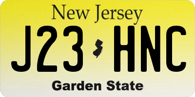 NJ license plate J23HNC