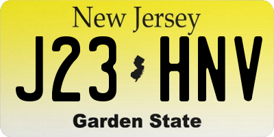 NJ license plate J23HNV