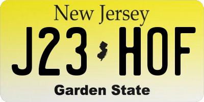 NJ license plate J23HOF