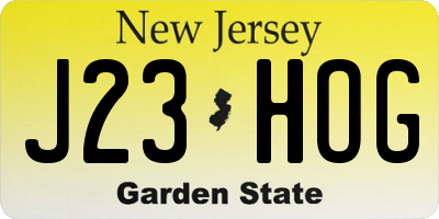 NJ license plate J23HOG
