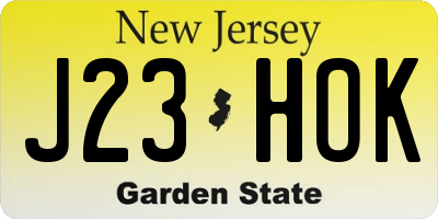 NJ license plate J23HOK