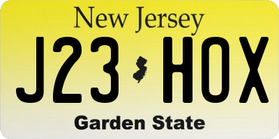 NJ license plate J23HOX