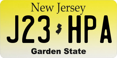 NJ license plate J23HPA