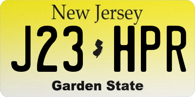 NJ license plate J23HPR