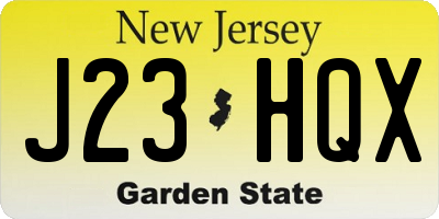 NJ license plate J23HQX