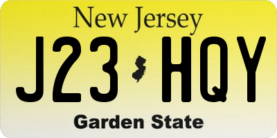 NJ license plate J23HQY